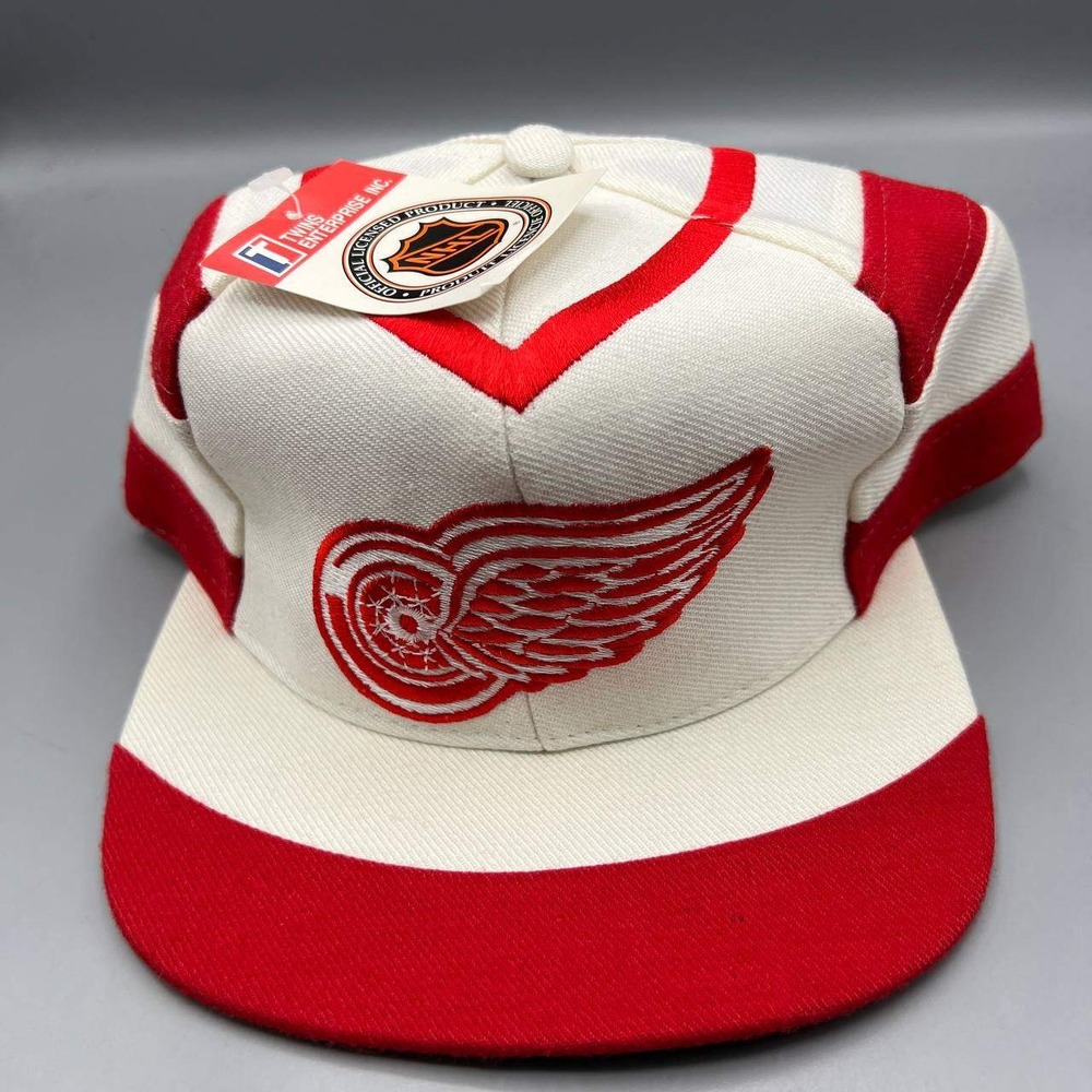 Vintage Detroit Red Wings Hat Men White‎ Twins Enterprise NHL Snap Back Cap New
